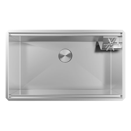 Ruvati 32in. Glass Rinser and Sink Combo Workstation Ledge Undermount 16 Gauge SS Kitchen Sink Single Bowl RVH8512